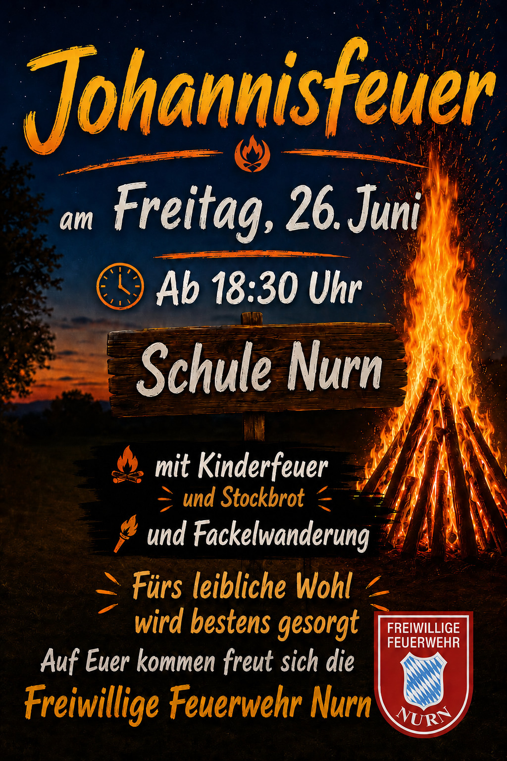 Johannisfeuer der Freiwilligen Feuerwehr Nurn