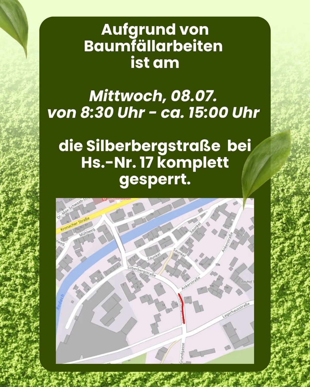 Vollsperrung Silberbergstraße