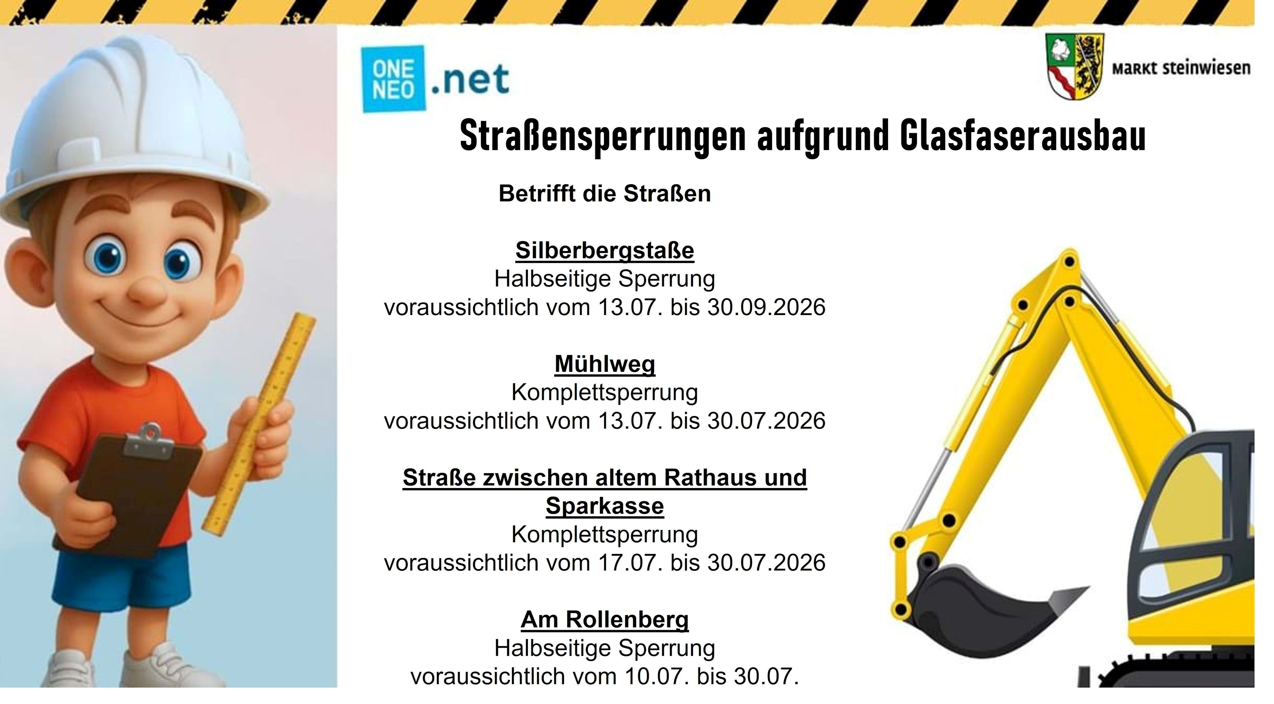 Straßensperrung Oneneo Silberbergstr.