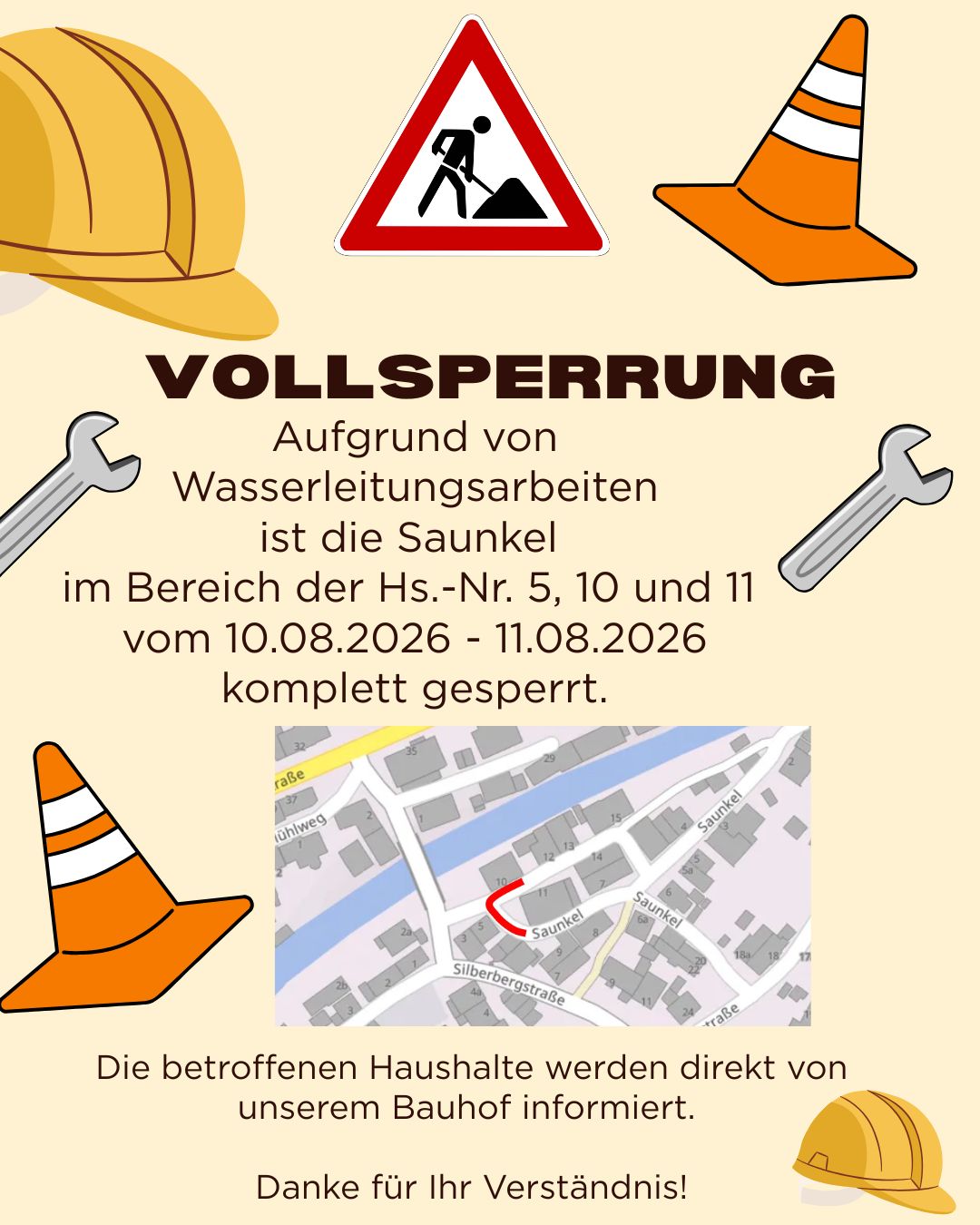 Vollsperrung Saunkel Wasserrohrbruch