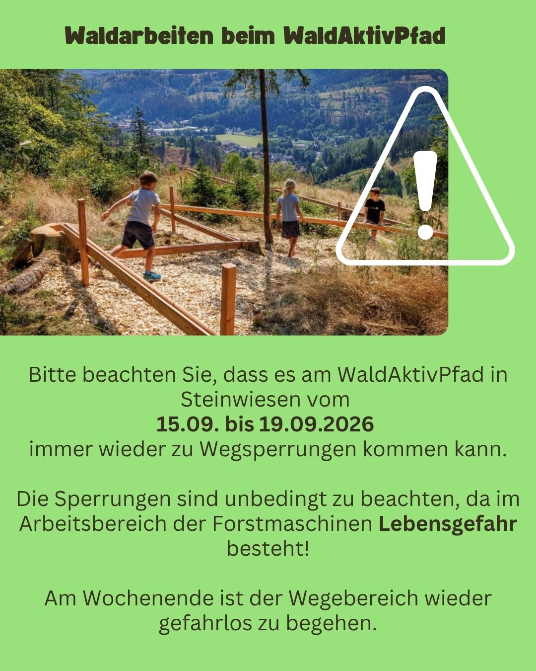 Sperrung Waldaktivpfad