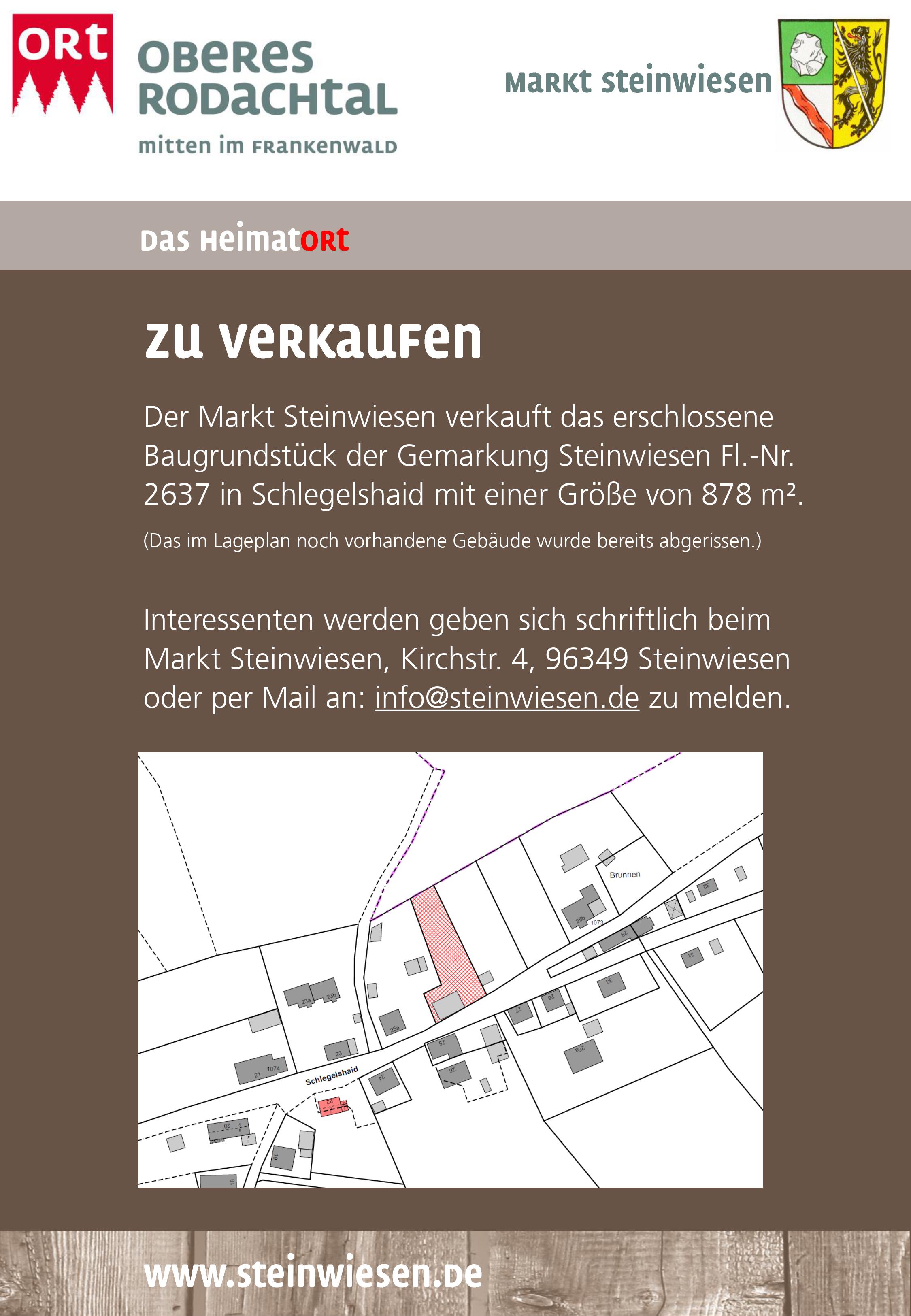 Baugrundstück in Schlegelshaid zu verkaufen
