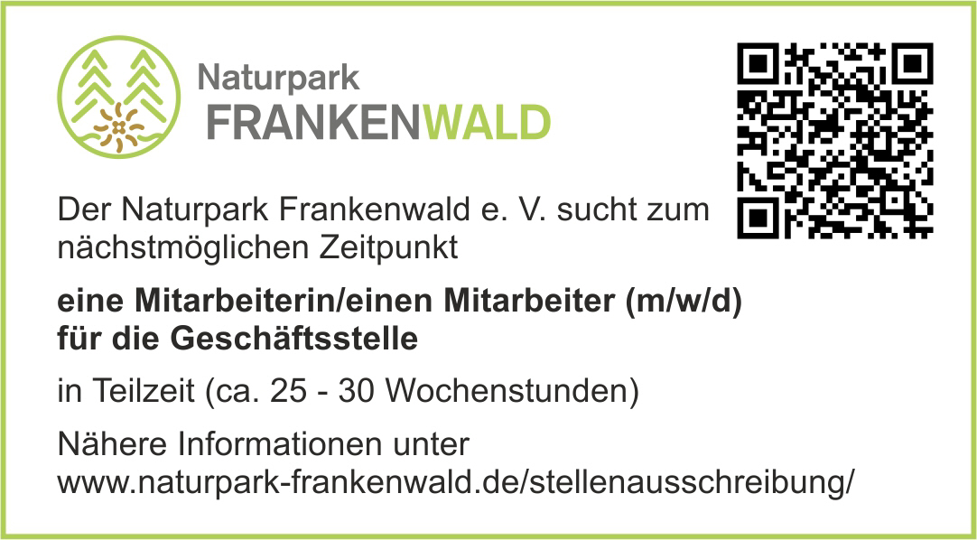 Stellenausschreibung der Geschäftsstelle des Naturparks Frankenwald