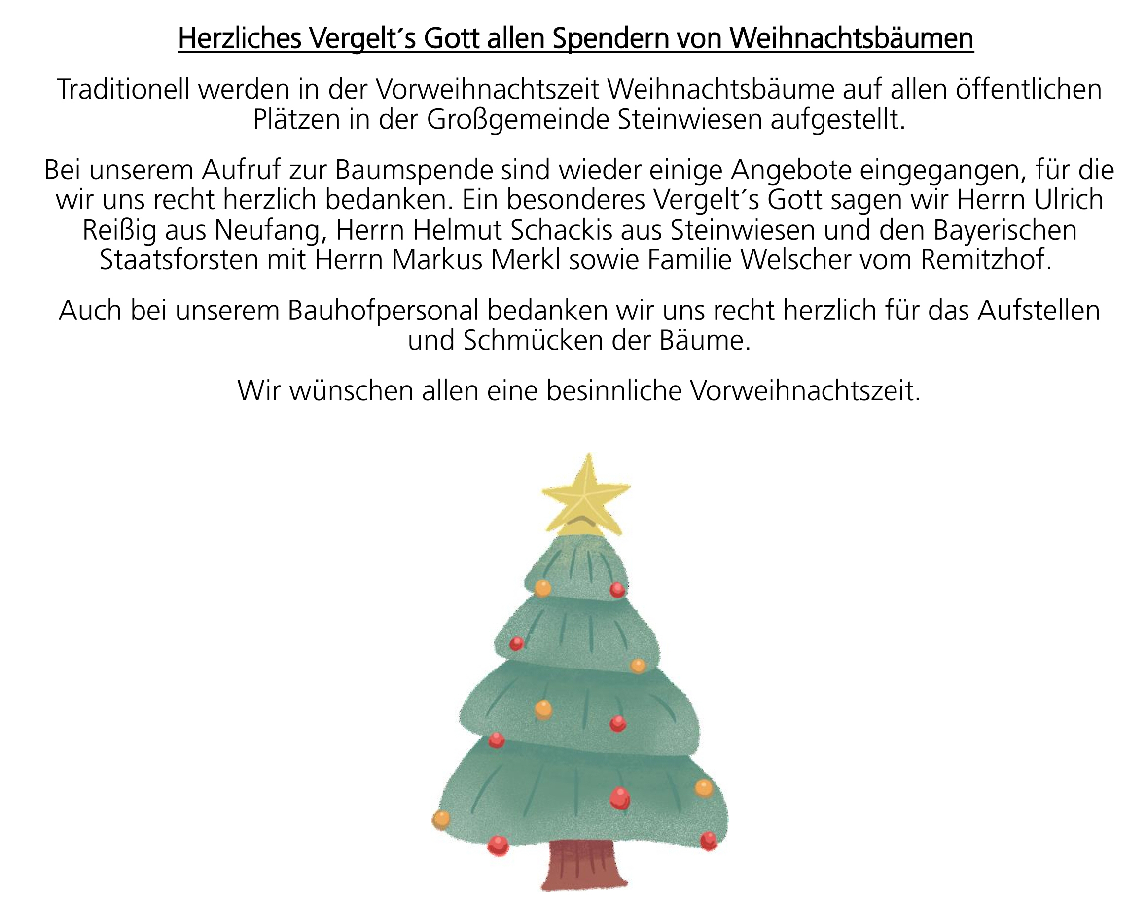 Danke Weihnachtsbäume