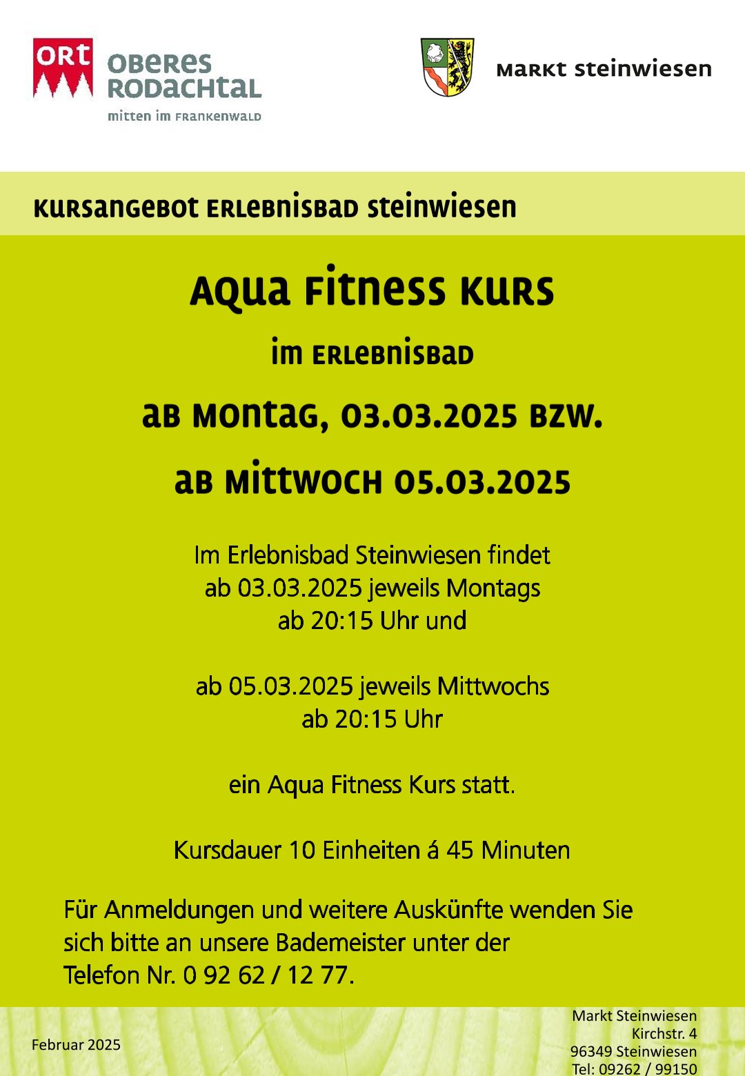 Aqua Fitness Kurs im Erlebnisbad