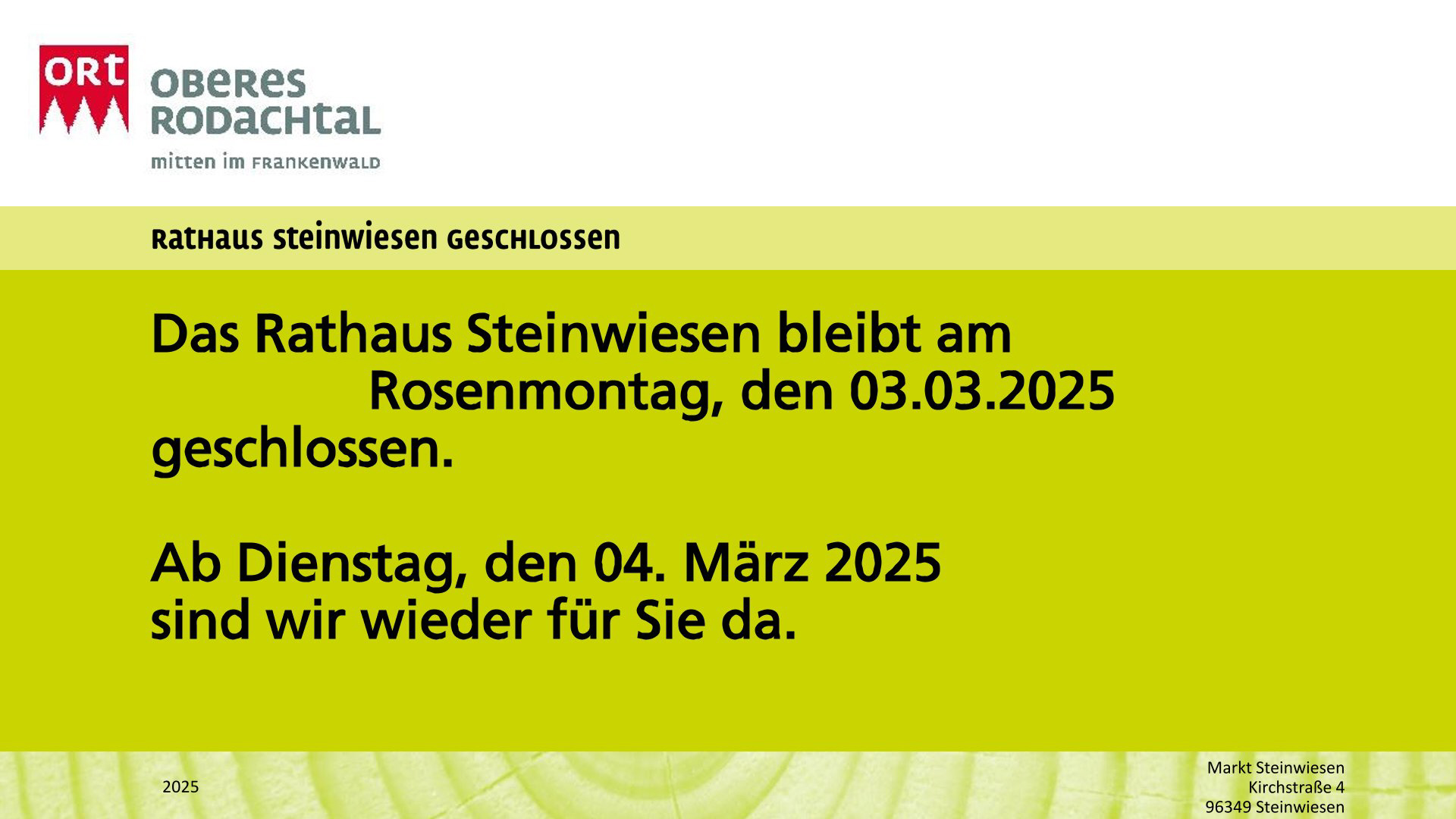 Rathaus geschlossen