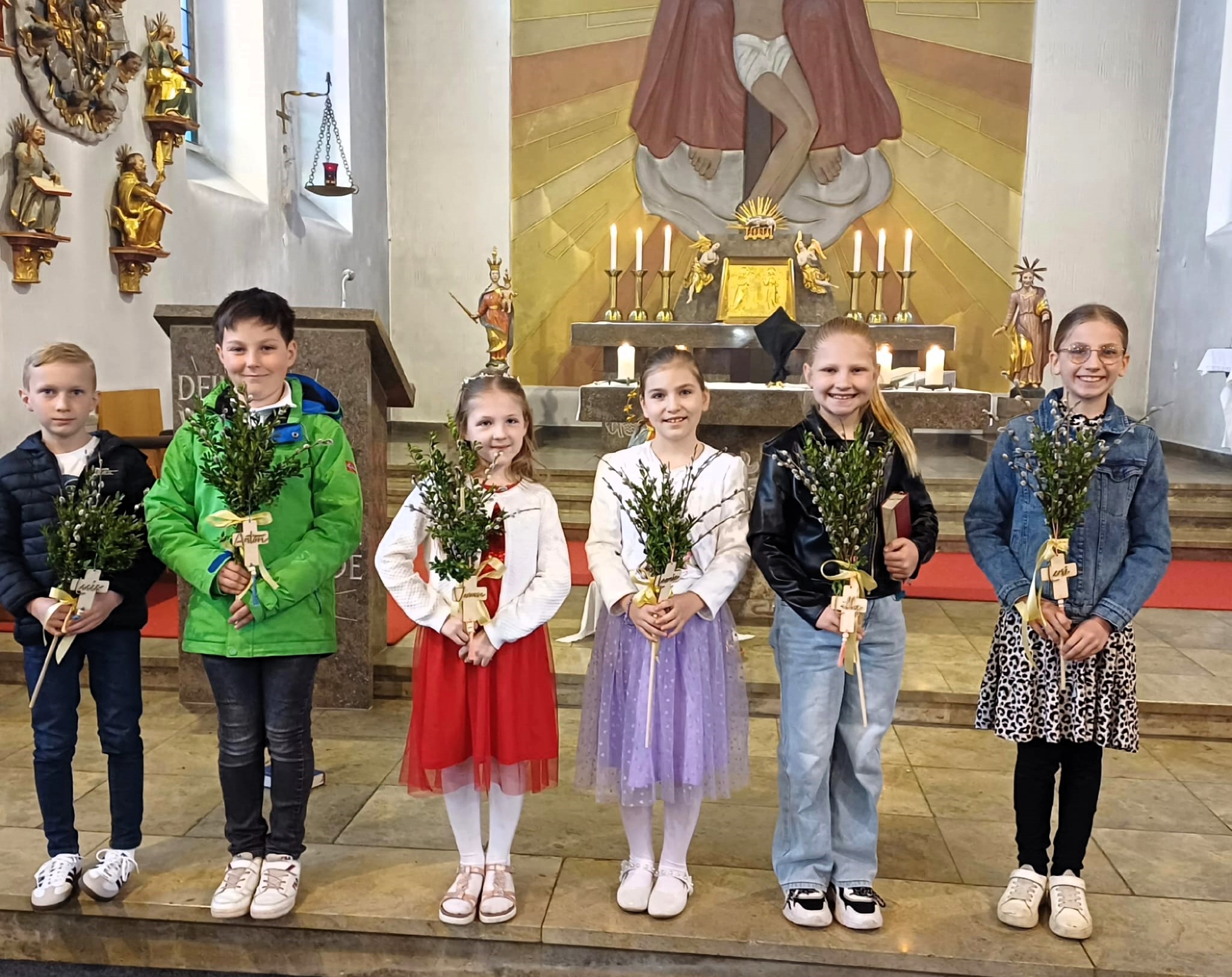 Palmprozession mit den Kommunionkindern in Nurn