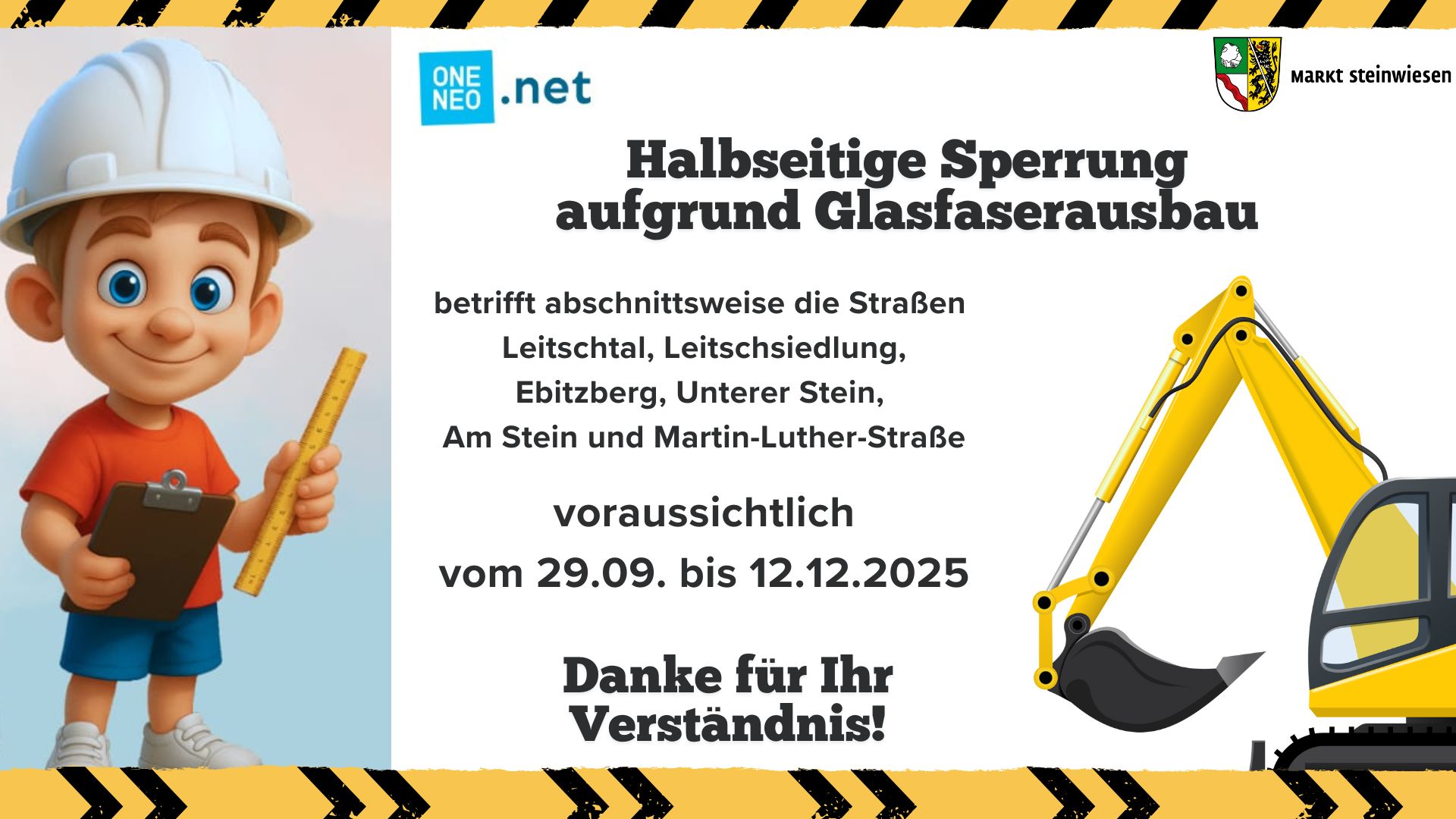 Halbseitige Sperrung für den Glasfaserausbau
