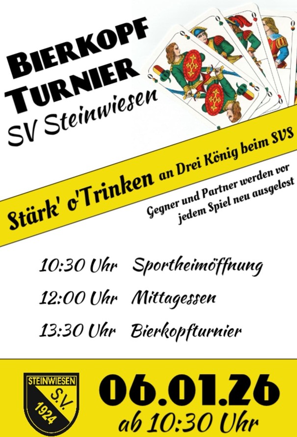 Preisbierkopf an Dreikönig beim SV Steinwiesen